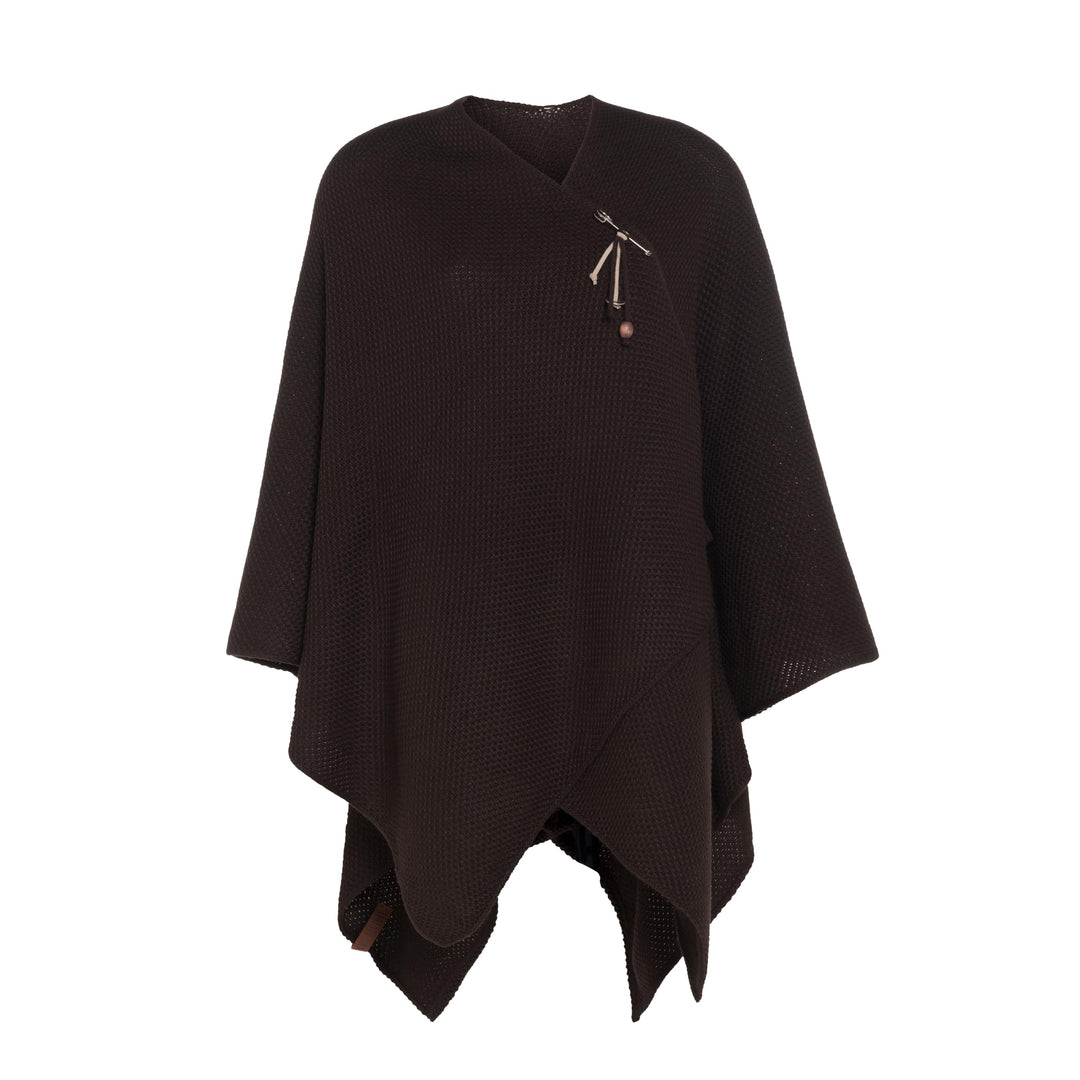 KNIT FACTORY - Jazz Poncho - Elegant Gestrickter Damen Cape - Wickelschal mit Wolle - Hochwertige Qu