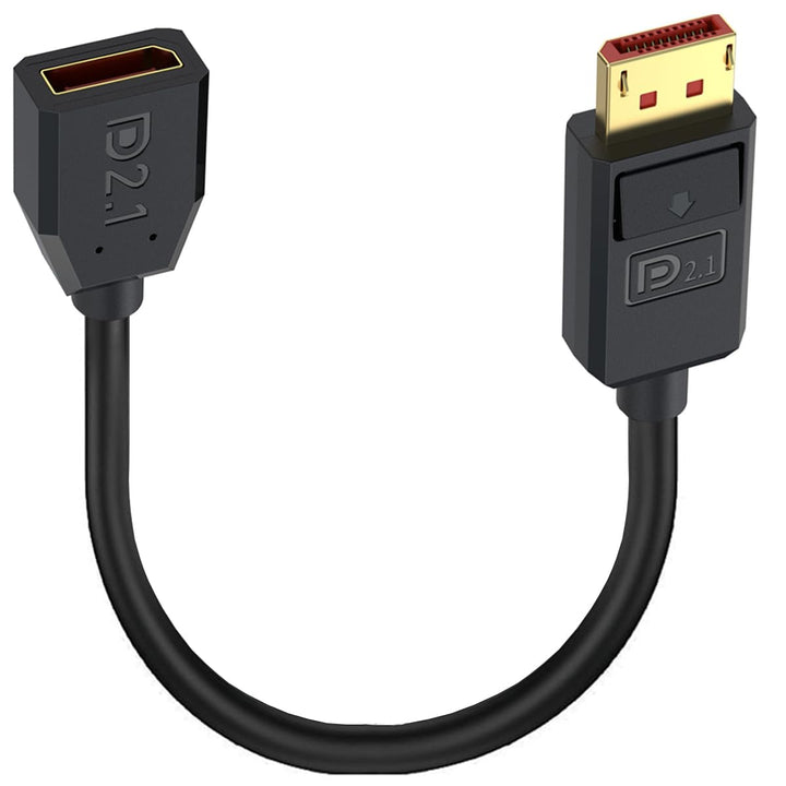 Displayport 2.1 Kabel,90-Grad rechtwinklig DP Stecker auf Buchse Verlängerungskabel, 52Gbps kurze Di