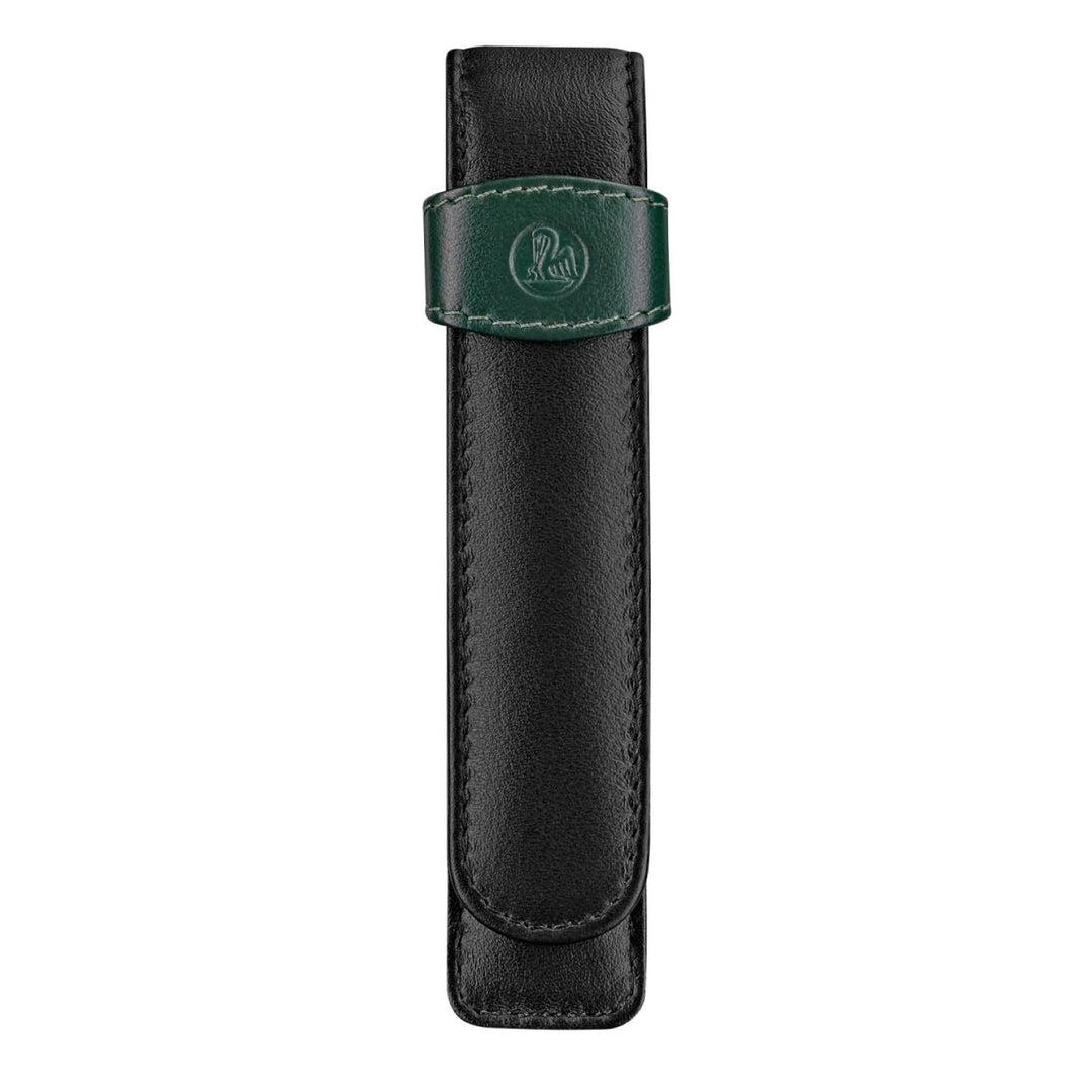 Pelikan 923524 Schreibgeräte-Etui Leder TG 12 Stiftablagen, 1 Stück TG12 Schwarz-grün, TG12 Schwarz-