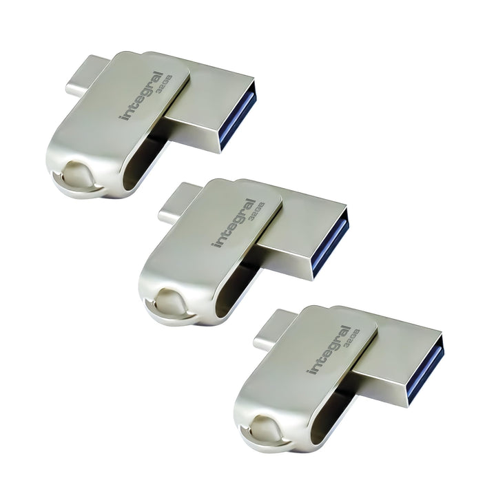 Integral 3Pack 32GB – USB-C & USB-A Stick, 360° Design, USB 3.2 Gen 1, Metall, Plug & Play. Kompatib