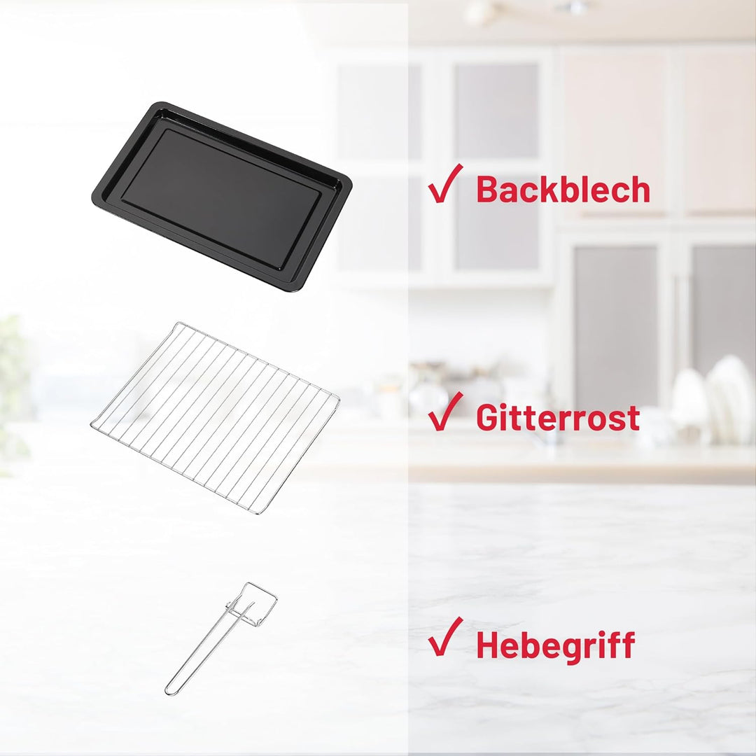 OptimumX 20 L Minibackofen, Klein mini Backofen mit Umluft, 60 Min Timer, Pizza-Ofen, 1380 W, Schwar