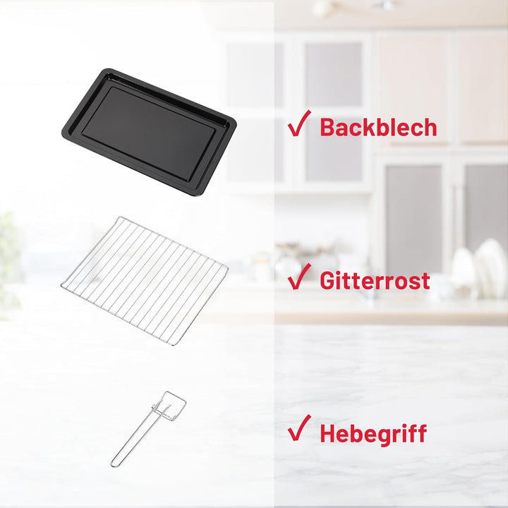 OptimumX 20 L Minibackofen, Klein mini Backofen mit Umluft, 60 Min Timer, Pizza-Ofen, 1380 W, Schwar