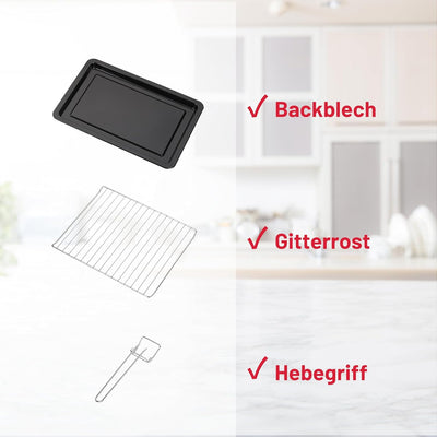 OptimumX 20 L Minibackofen, Klein mini Backofen mit Umluft, 60 Min Timer, Pizza-Ofen, 1380 W, Schwar
