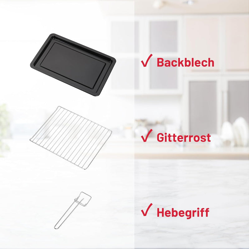 OptimumX 20 L Minibackofen, Klein mini Backofen mit Umluft, 60 Min Timer, Pizza-Ofen, 1380 W, Schwar
