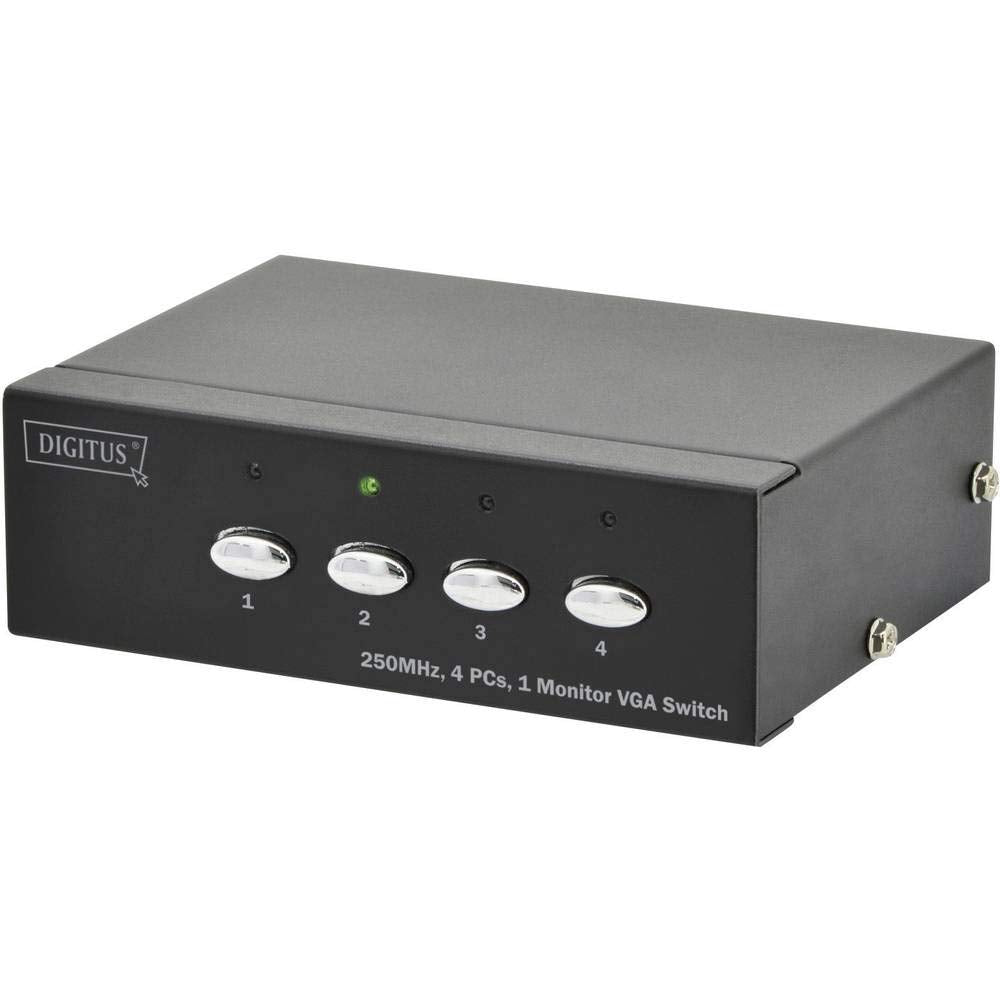 DIGITUS Professional VGA Video Switch / Umschalter, 4 Eingänge - 1 Ausgang, 250MHz, bis 1920x1080 Pi