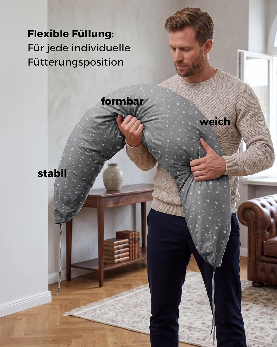 Stillkissen Seitenschläferkissen, XXL Schwangerschaftskissen | 190cm gross, ergonomisch weich: entsp