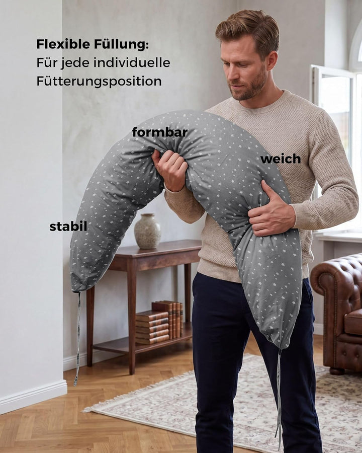 Stillkissen Seitenschläferkissen, XXL Schwangerschaftskissen | 190cm gross, ergonomisch weich: entsp