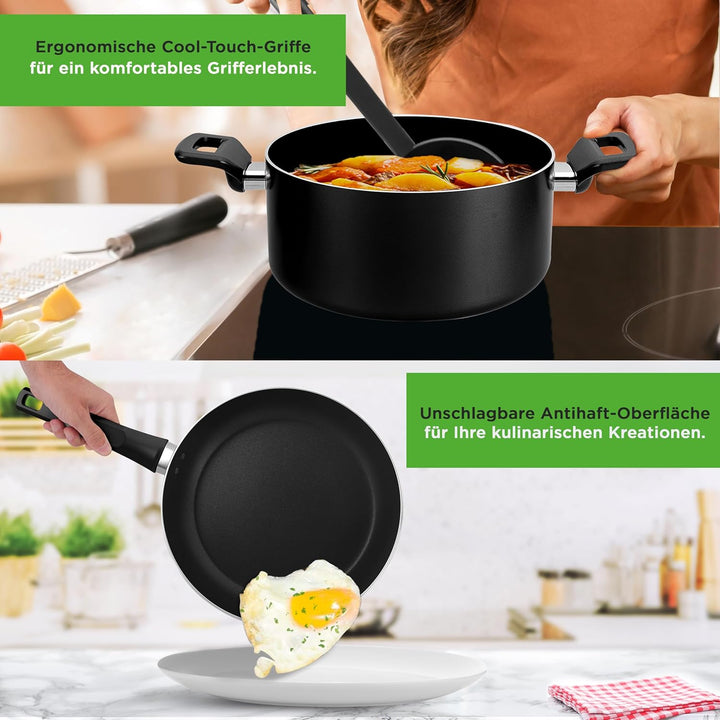NutriChef Topf und Pfannenset, 13 Teilig- Kochgeschirr Set, Cookware Set- mit durchsichtigen Deckeln