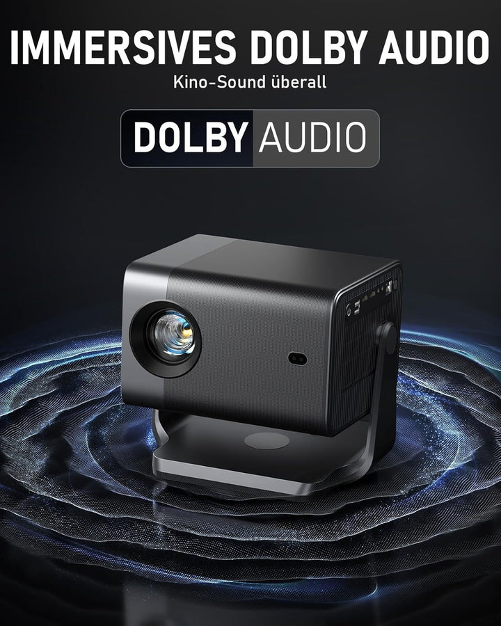 Smart Beamer 4K【Offiziell APPs & Dolby Audio】 4000ANSI Auto Fokus/6D Trapezkorrektur Video Projector