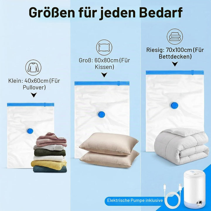 Vakuumbeutel für Kleidung Reise mit Pumpe, 12PCS Vacuum Bags for Clothes (4 * 60x40cm, 4 * 80x60cm,
