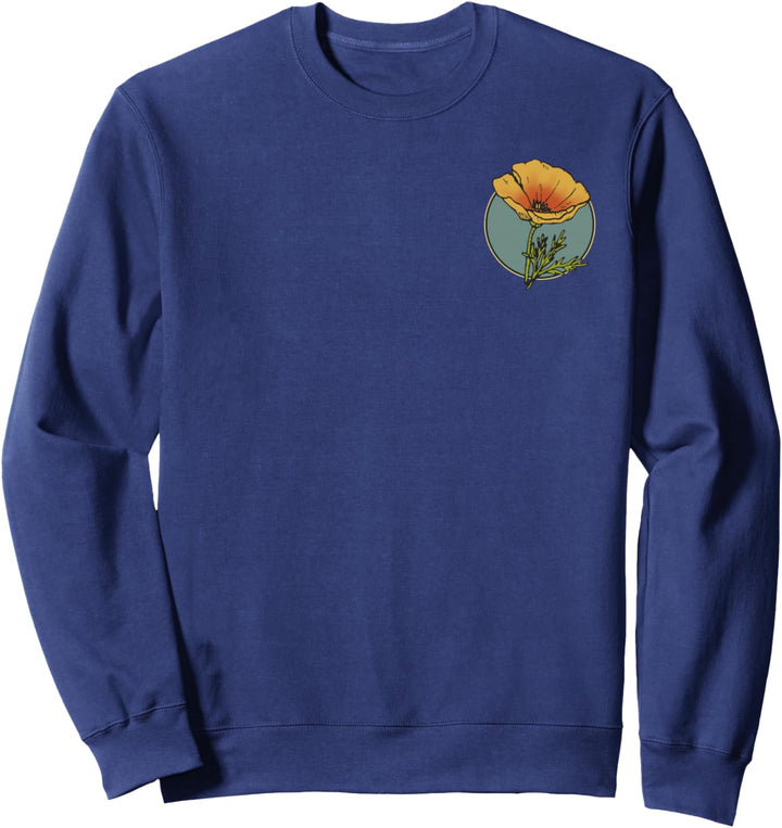California Poppy Creative Outline and Picture Front & Back Sweatshirt