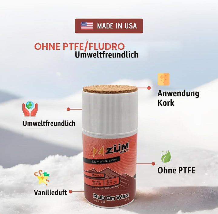 ZUMWax RUB ON WAX Ski/Snowboard - CHILL Temperature - 70 gram - INCREDIBLY FAST!!! by ZUMWax