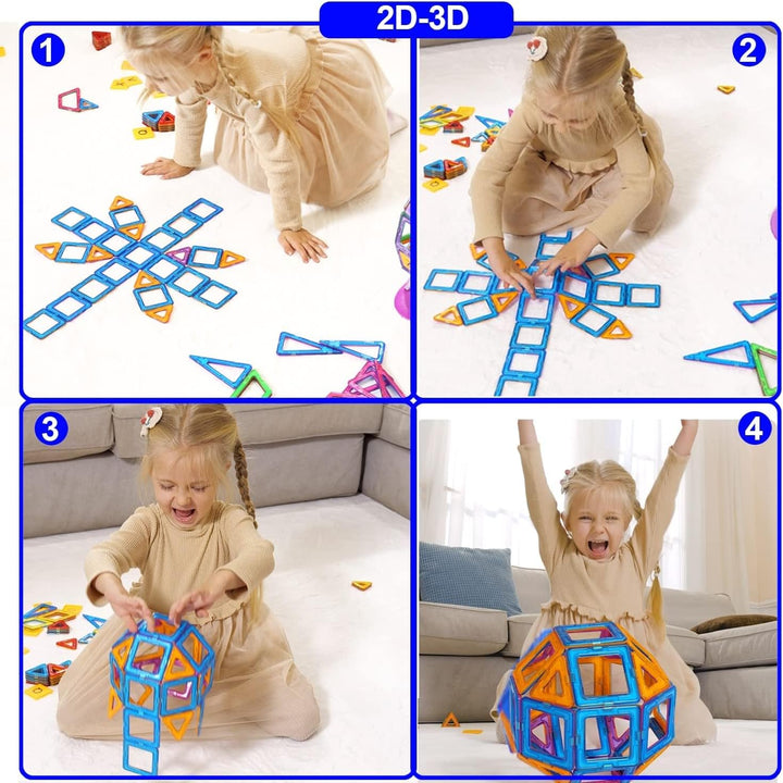 CONDIS Magnetische Bausteine 120 Teile, Magnetspielzeug Magneten Kinder Magnetbausteine Magnet Spiel