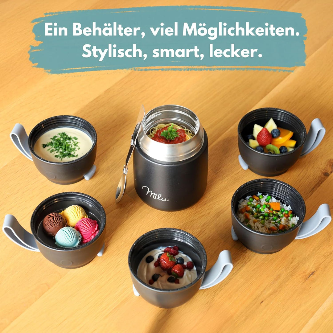 Milu® Thermobehälter 450, 650ml | Edelstahl Warmhaltebehälter | Essensbehälter | Speisegefäss Babyna