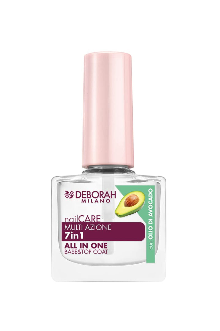 Deborah Milano 7-in-1 Nagellack für Base und Top Coat, mit Keratin und Avocadoöl, härtet, nährt und