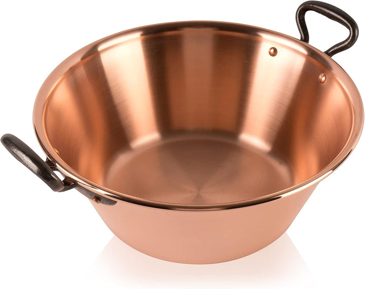 Kupfer Induktion Marmeladentopf Ø 26,5 cm, 3 Liter | Griffe aus Gusseisen | Kupfertopf zum Kochen vo
