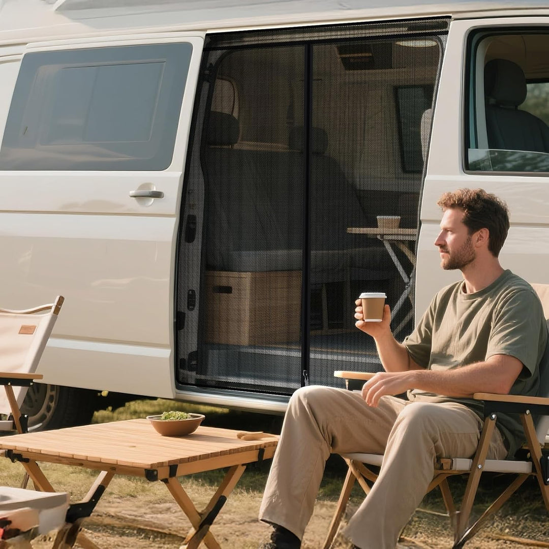 XCBYT Moskitonetz Auto Seitentür Kompatibel für VW T5 T6, Mitte Reissverschluss Fliegengitter Auto I