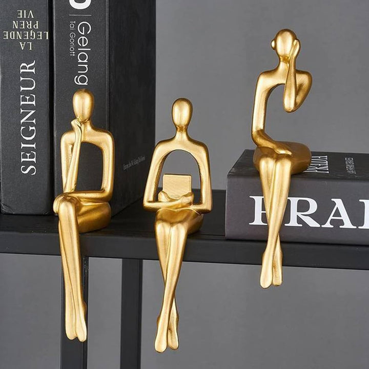 XINXUAN Goldene Statue, Heimdekorationen für Wohnzimmer, Regal-Dekor, modernes Bücherregal, Dekorati