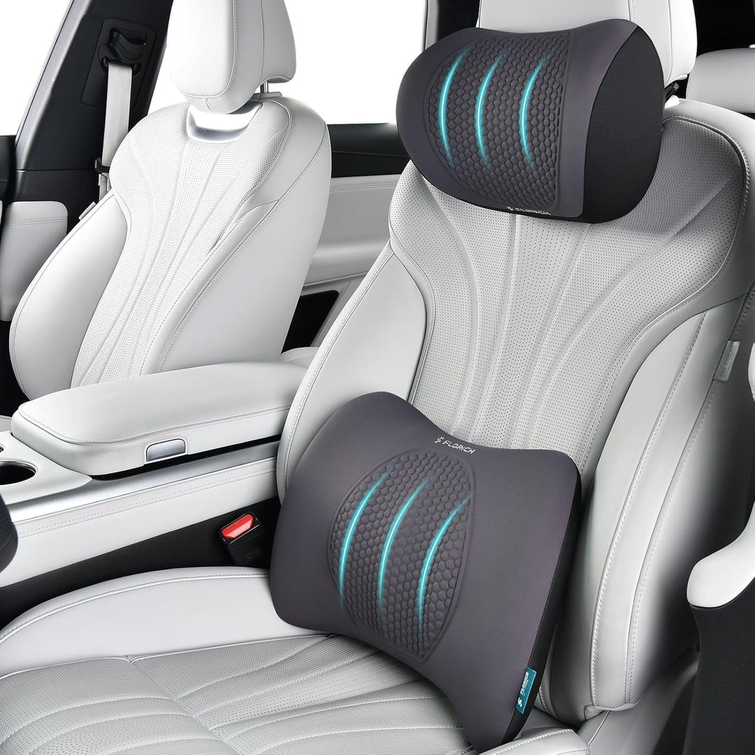 FLORICH Auto Sitzkissen und Lendenkissen Memory Foam Schreibtischstuhl Kissen Ergonomisches Sitzkiss