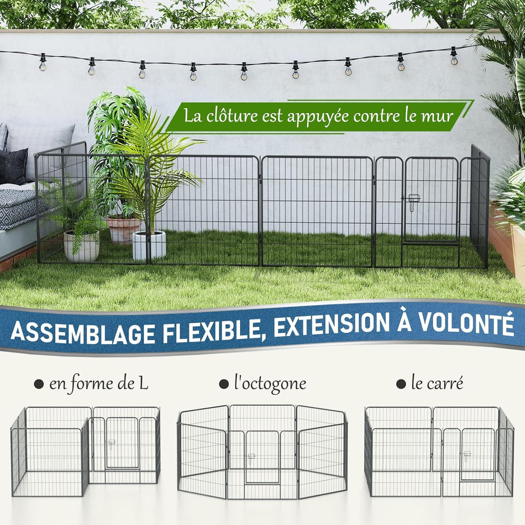 Qianruida Parc Enclos Pour Chiens 80cm x 80cm Haut Clôture Chiot Intérieur/Extérieur Animaux Grillag