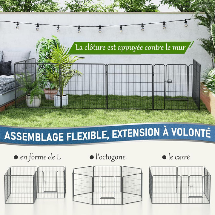 Qianruida Parc Enclos Pour Chiens 80cm x 80cm Haut Clôture Chiot Intérieur/Extérieur Animaux Grillag