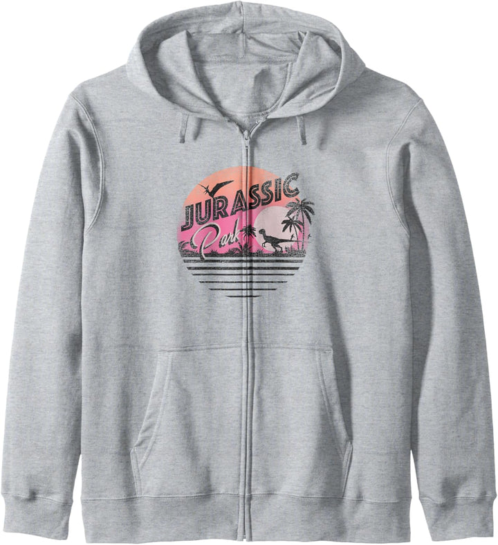 Jurassic Park Neon Sunset Retro Style Logo Kapuzenjacke