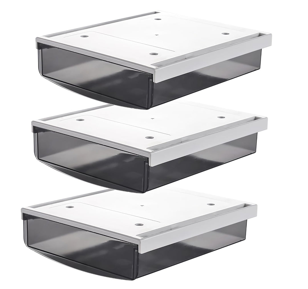 TUKA 3X 3,5L Unterschreibtisch-Schubladen 24x21x8cm, Selbstklebende Schubladen, Versteckte Unterbaus