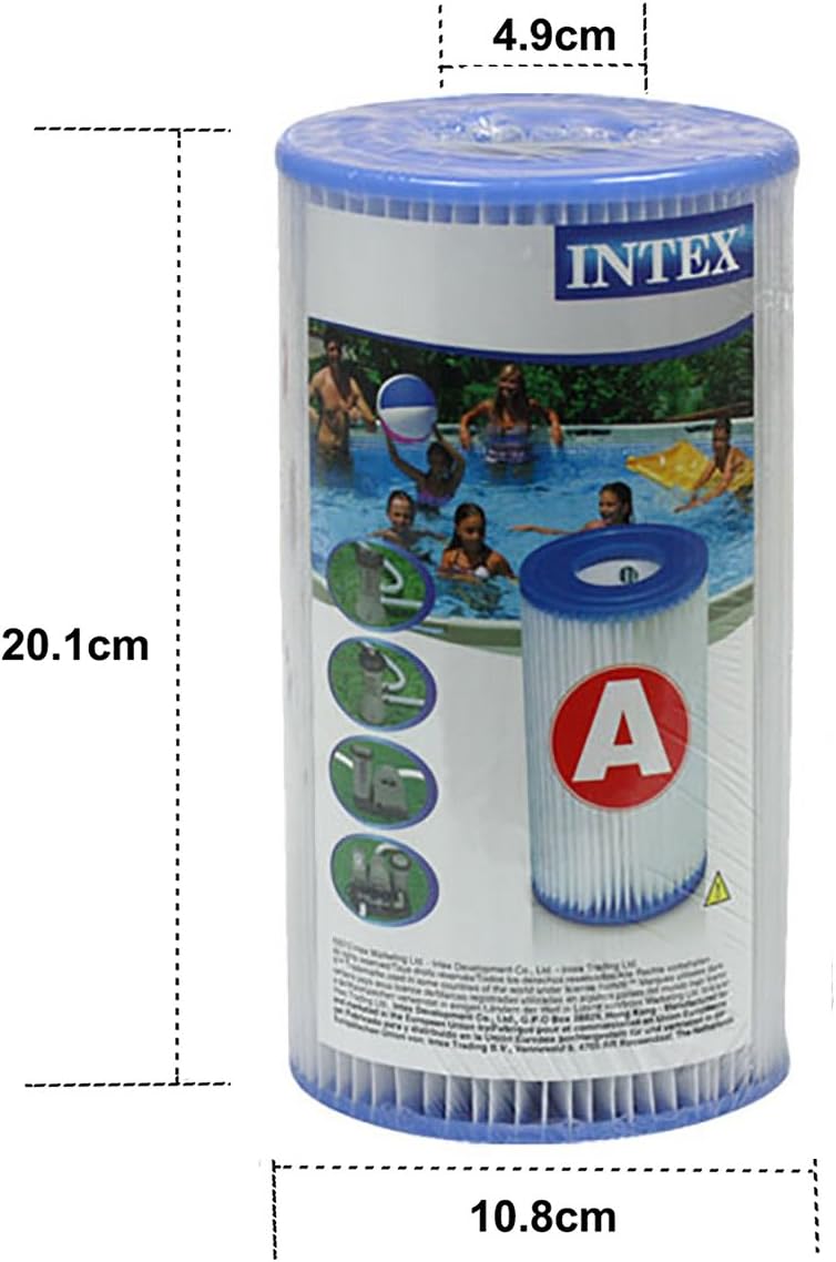 Intex Filterkartusche Typ A, weiss, Ø 4,7 cm (Innen) Durchmesser:10,7 cm (Aussen) x 20 cm.