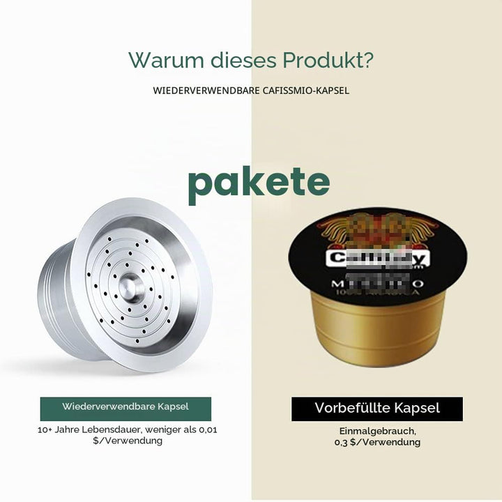 Tchibo Cafissimo kapsułki do kawy ze stali nierdzewnej do napełniania, wielokrotnego użytku, filtr d