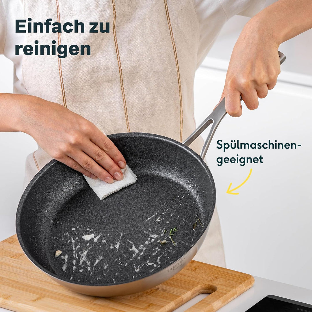 SILBERTHAL Induktion Pfannen Set - Bratpfannen 2er Set - Induktionsgeeignet - 28cm &amp; 24cm - Edelstah