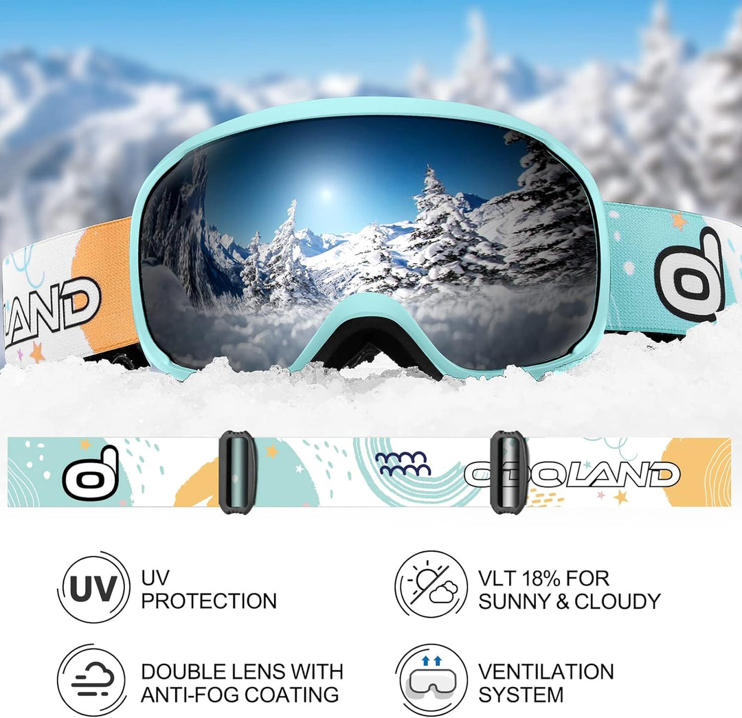 Odoland Kinder Skihelm und Skibrille Set, Snowboardhelm für Jungen und Mädchen, Verstellbar Schneehe