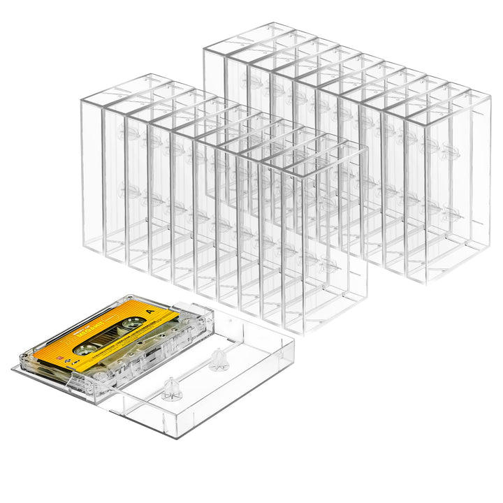 50er-Pack Audio-Kassetten-Aufbewahrungskoffer – transparente Kunststoff-Kassettenhüllen – Audio-Spei
