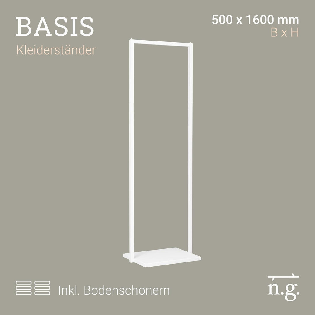 Natural Goods Berlin Kleiderständer BASIS (Weiss, 50 cm) - Kleiderstange aus stabilem Metall - Freis