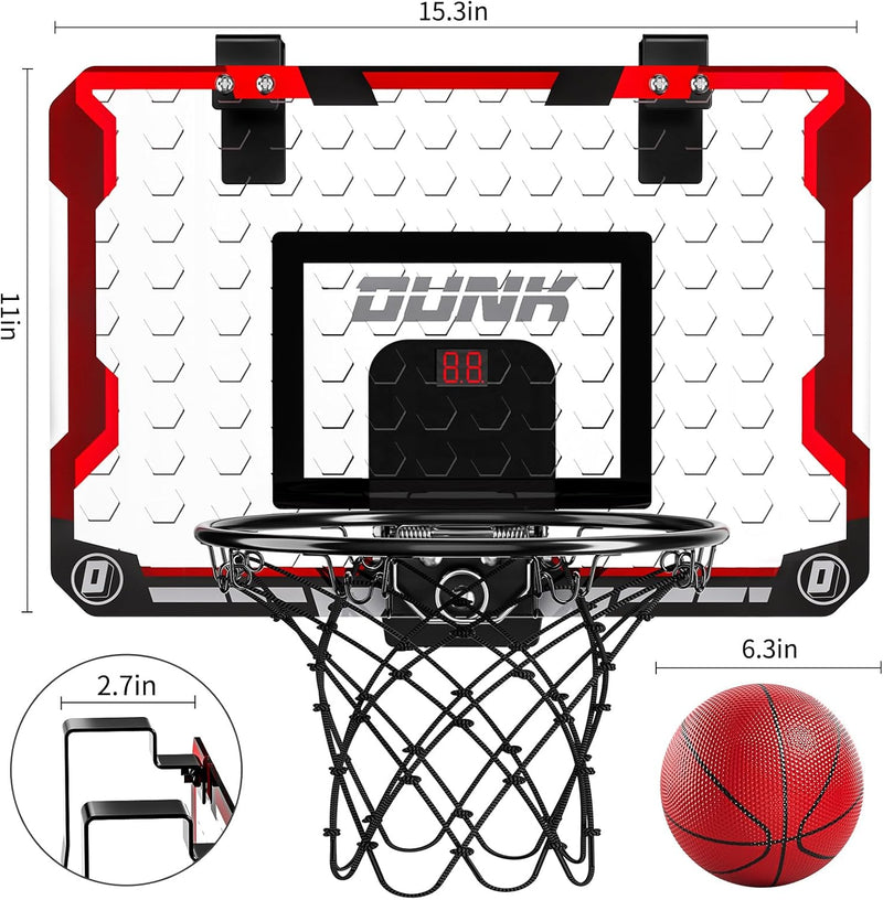 TEMI Basketballkorb Indoor, Mini-Basketballkorb mit 4 Bällen, über die Tür Basketballkorb für Kinder