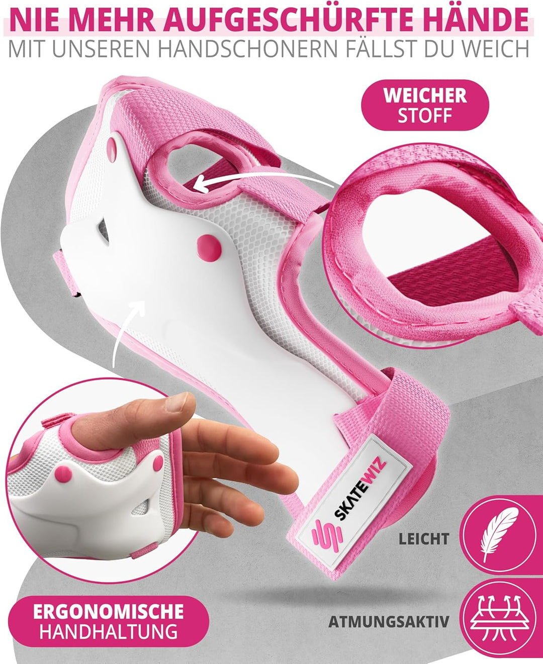 SKATEWIZ Kinder Protektoren Set Schoner - Inliner Knieschoner Kinder – Schützer Set [6er] für Kinder