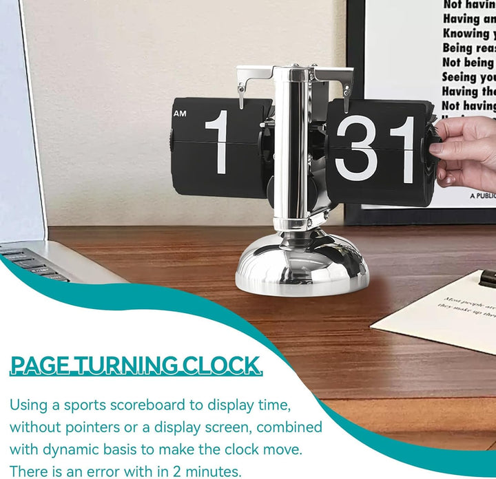 HERCHR Flip-Schreibtischuhr, Retro-Digital-Flip-Down-Uhr, Retro-Minimalist-Einfuss-mechanische Auto-