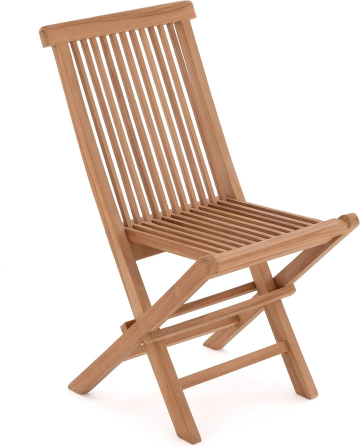 Divero 4er Set Gartenstuhl Balkonstuhl Hochlehner Teakholz Stuhl für Terrasse Camping kompakt klappb