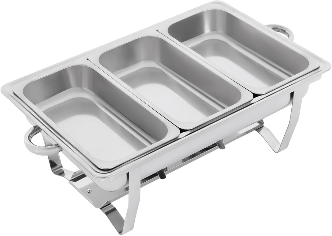 Edelstahl Warmhaltebehälter, 9 L Edelstahl 3 Grid Chafing Dish Speisenwärmer Warmhaltebehälter Recht
