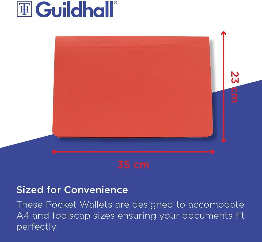 Exacompta Guildhall Geldbörse mit Klappe, 315 g/m², Kanzleipapier, Rot, 50 Stück, rot