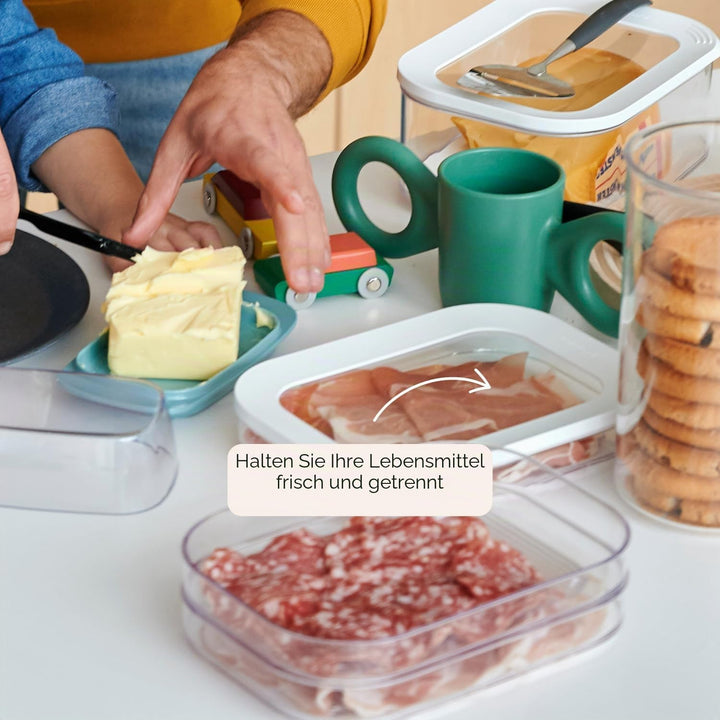 Mepal - Vorratsbehälter Wurstwaren Modula 3-lagig - Kühlschrank - Vorratsbox mit Deckel - Geeignet z