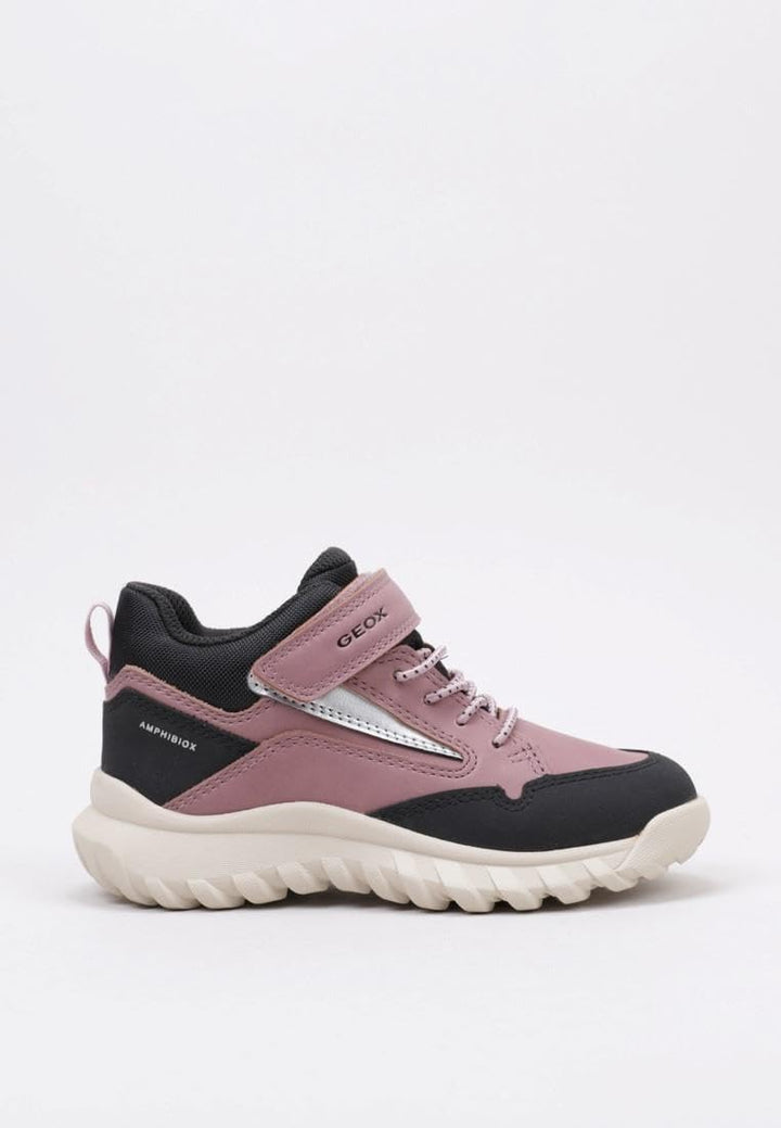Geox Mädchen J Simbyos Girl ABX A Sneaker 34 EU Dk Rose Black, 34 EU Dk Rose Black