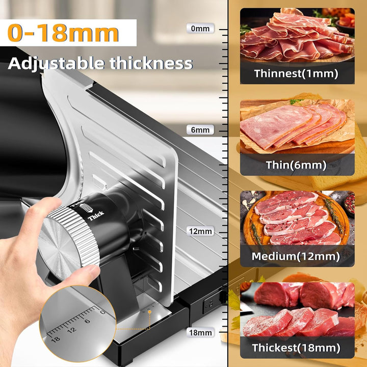 Allesschneider für Brot, Aufschnitt oder Käse,Brotschneidemaschine,einstellbar 0-18mm,platzsparend k
