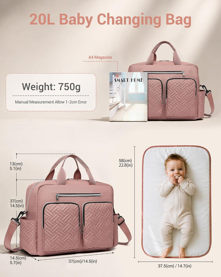KONO Baby-Wickeltasche, stilvoll, für Mama und Papa, wandelbare Reisetasche mit isolierten Taschen G