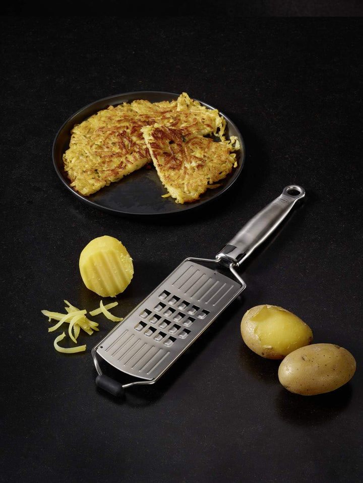 RÖSLE Grobreibe, Hochwertige Reibe für Rohkost, Kartoffeln, Gemüse oder Käse, mit Silikonstandfuss,