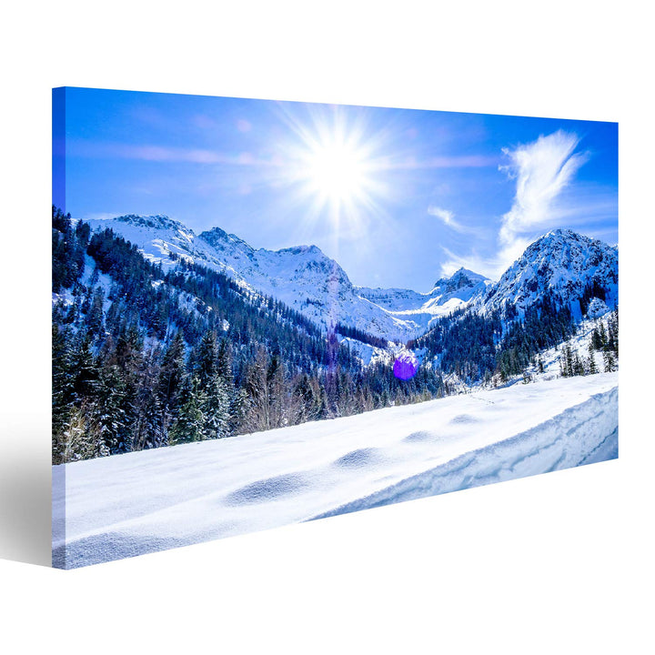 Bild Bilder auf Leinwand Berge im Dorf Pertisau in Österreich im Winter Wandbild, Poster, Leinwandbi