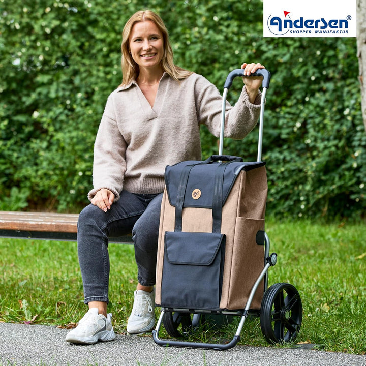 ANDERSEN Einkaufstrolley - Royal Shopper Senta 2.0 Sand | mit Flüsterrädern, grosse Räder, 25 cm, au