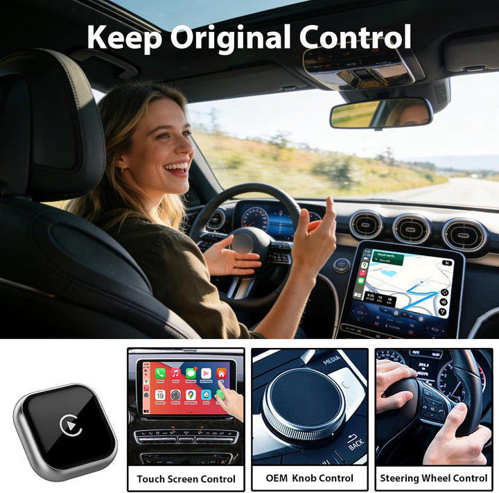 Wireless CarPlay &amp; Android Auto Adapter, 2-in-1 Wired-to-Wireless Konverter mit 5GHz WiFi, Plug &amp; Pl