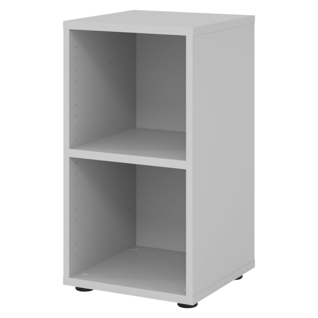 bümö Regal grau, Standregal aus Holz für 2 Ordnerhöhen - Bücherregal klein 40 cm schmal, Aktenregal