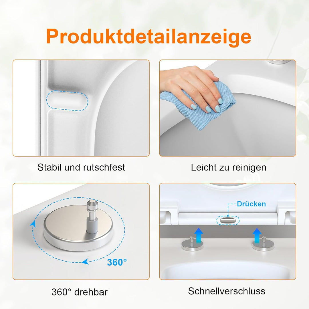 GRIFEMA Premium WC Sitz D-Form Universal – Duroplast (UF-Harz) mit keramikähnlichem Glanz – Antibakt