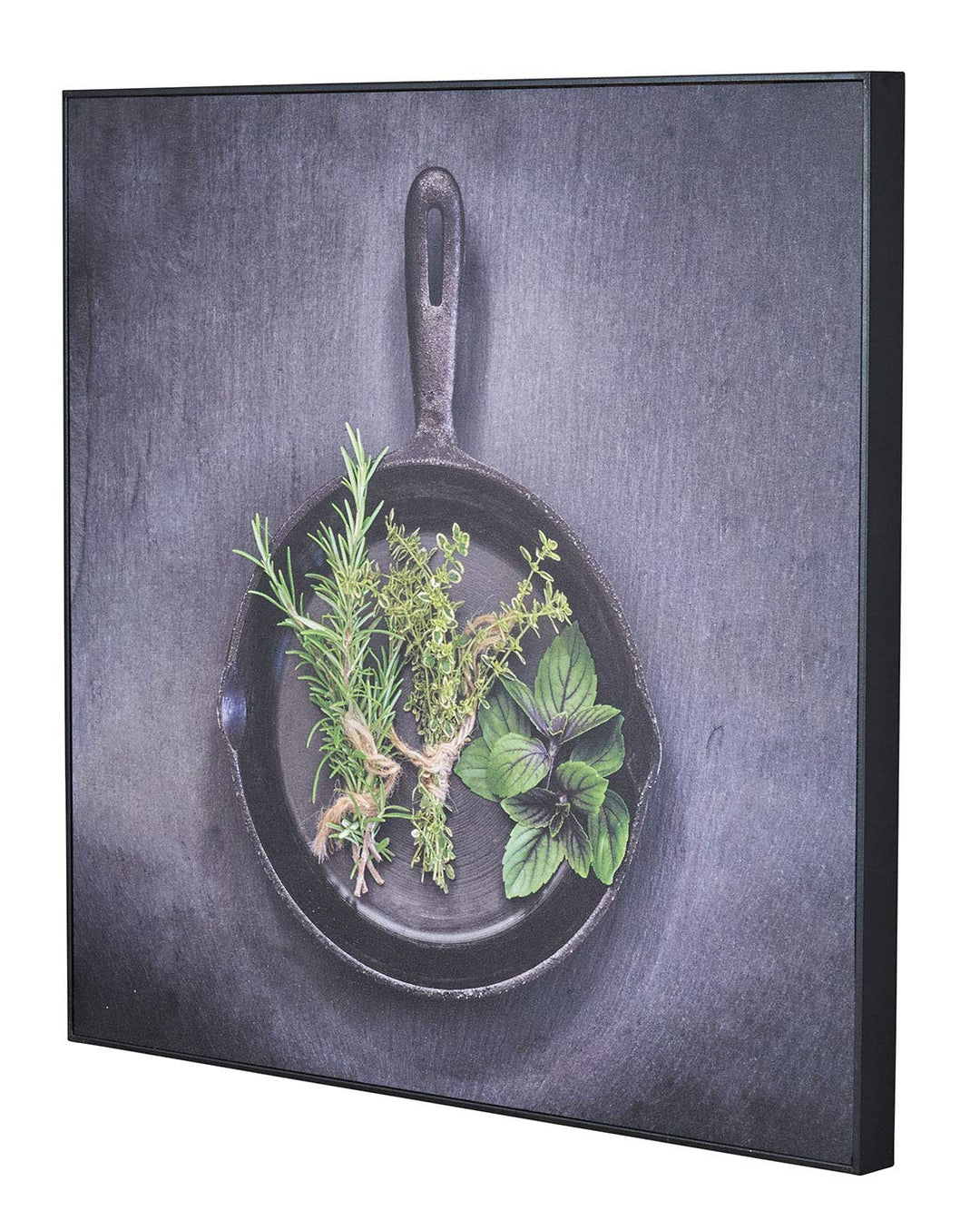 levandeo Wandbild 50x50cm PVC Rahmen Schwarz Küche Kräuter Kräuterpfanne Küchendeko Wanddeko Bild De